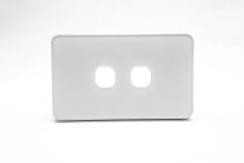 2 Gang Grid &amp; Plate Only Tempered Glass Off White - SPARKELEC SWS2TZ/WH/CP