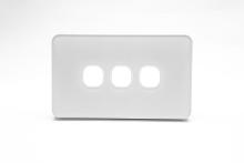 3 Gang Grid &amp; Plate Only Tempered Glass Off White - SPARKELEC SWS3TZ/WH/CP