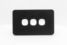3 Gang Grid &amp; Plate Only Tempered Glass Midnight Black - SPARKELEC SWS3TZ/BK/CP