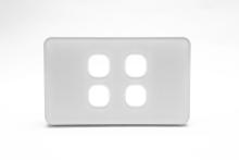 4 Gang Grid &amp; Plate Only Tempered Glass Off White - SPARKELEC SWS4TZ/WH/CP